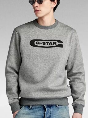 G-Star Men’s Grey Crewneck Sweatshirt with Black Logo